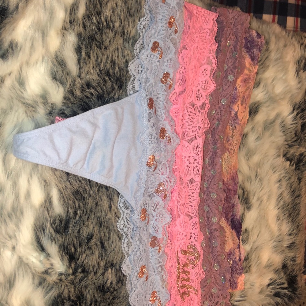 4 pair lace thongs